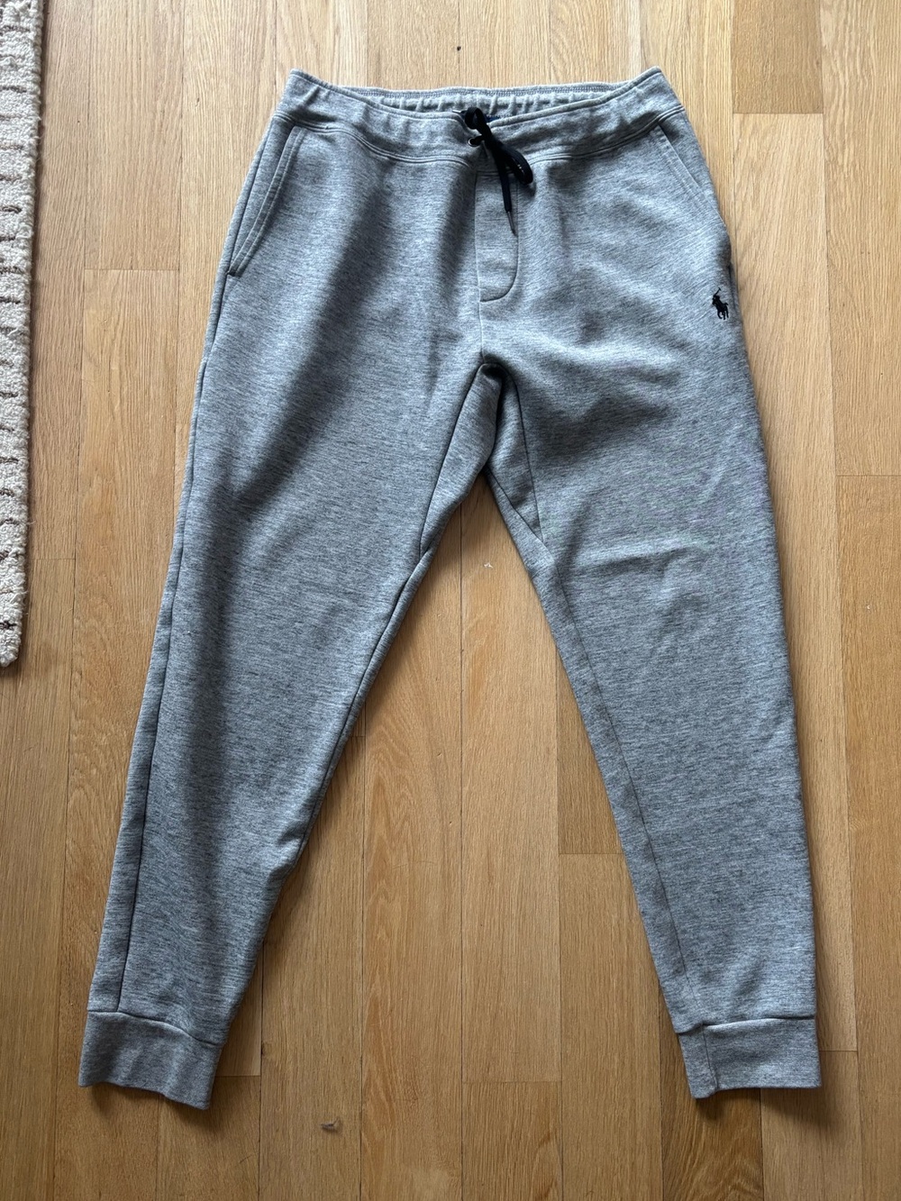 Ralph Lauren Gray Men's Jogger Sweatpants with Black Drawstring and back pocket